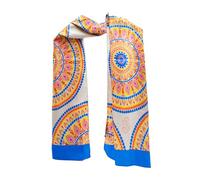 Seta Sole - Sciarpa in 100% Seta Made in Italy 45x160 cm - Mandala Disegnato a Mano - Stola Lunga Elegante Donna, Accessorio Moda Artigianale Lago di Como