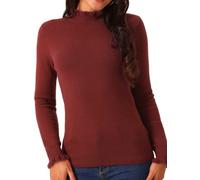 Seta T Top Maglione Casual Slim Fit da Donna Autunno Inverno con Collo a Lupetto a Maniche Lunghe e Polsini Morbidi Vino Rosso L