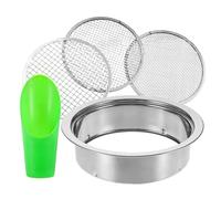 Setacciatore di terreno per giardinaggio, setaccio da giardino, terreno in acciaio inossidabile con pala di plastica e una maglia intercambiabile da 1, 3, 6, 9, 12 mm, setaccio per sporco, compost