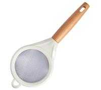 Setaccio a maglia fine in acciaio inossidabile con manico in legno e supporto per orecchie in nylon, adatto per farina, tè, kefir, filtraggio di succhi e spolverata di zucchero 2pcs