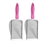 Setaccio da giardino in acciaio inossidabile con manico in metallo per gatti Scooper Meshing Scooper Lettiera Filtro per la pulizia degli animali domestici Strumento di giardinaggio con manico