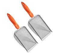 Setaccio da giardino in acciaio inossidabile con manico in metallo per gatti Scooper Meshing Scooper Lettiera Filtro per la pulizia degli animali domestici Strumento di giardinaggio con manico