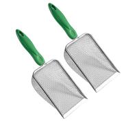 Setaccio da giardino in acciaio inossidabile con manico in metallo per gatti Scooper Meshing Scooper Lettiera Filtro per la pulizia degli animali domestici Strumento di giardinaggio con manico