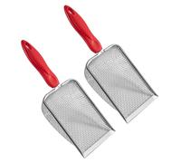 Setaccio da giardino in acciaio inossidabile con manico in metallo per gatti Scooper Meshing Scooper Lettiera Filtro per la pulizia degli animali domestici Strumento di giardinaggio con manico