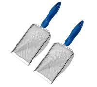 Setaccio da giardino in acciaio inossidabile con manico in metallo per gatti Scooper Meshing Scooper Lettiera Filtro per la pulizia degli animali domestici Strumento di giardinaggio con manico