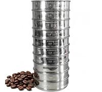 Setaccio Di Precisione In Acciaio Inox Per La Selezione Dei Chicchi Di Caffè, Con Coperchio Inferiore, 12-21 Mesh - 10 Misure, 20 Cm Di Diametro, Resistente,Ideale Per L'Uso Domestico E In Caffetteria