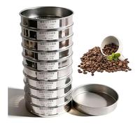 Setaccio for classificazione dei chicchi di caffè, setaccio rotondo in acciaio inossidabile for chicchi verdi da 8 pollici con 10 strati di maglie (maglia 12-21), vassoio inferiore(Stainless steel)