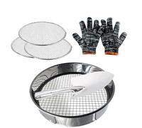 Setaccio per compost, setaccio da giardino, 3 in 1, setaccio per terriccio in metallo, setaccio da giardino, rete intercambiabile da 25 cm, strumento da giardinaggio per setacciare terreno, pietre e