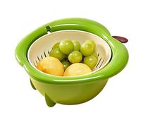 Setaccio per frutta - ABS 24,5x24x11,2 cm | Setaccio da cucina multifunzionale a doppio strato con per lavare la verdura della frutta, cestello scolapiatti per frutti di bosco, insalata, pasta