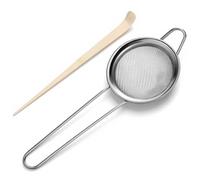 Setaccio per matcha da 7,6 cm, setaccio piccolo per colino Matchaa, colino a rete fine, in acciaio inox, cucchiaio in bambù per misurare il tè