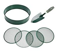 Setaccio per terreno da giardino, diametro 30,5 cm, setaccio per terreno a maglia fine, setaccio per invasatura con 4 filtri intercambiabili, dimensioni maglia 3,6,9,12 mm e pala