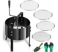 Setaccio rotante manuale migliorato per giardino, setaccio compost guanti e pale | filtro a rete da 13 pollici con 4 setacci intercambiabili (3/6/9/12 mm), setaccio orticolo, adatto per compostaggio del suolo