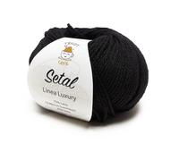Setal by Tricot Cafè - Filato 75% Lana 19 micron superwash, 25% Seta da lavorare con ferri o uncinetto: 3.00/3.50. Lunghezza 105 m circa - Nero 2