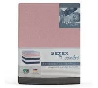 Setex - Lenzuolo con angoli, 90 x 200 x 25 cm, 100% cotone, Rosa antico