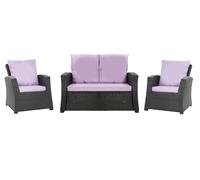 Setgarden® SET Cuscini da Giardino in Rattan 4-5 Posti - Per Divano, Sedia a Dondolo e Salotto, Comodi per Interno ed Esterno, Poliestere - Impermeabile (Viola chiaro, 110x60x50 / 2x 50x56)