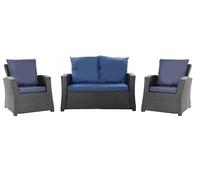 Setgarden® SET Cuscini per Giardino Esterno - Cuscini per Panche, Divano e Dondolo - Divano 4 posti (Blu marino, Canape 120x50x50/2x Sedia 50x56cm)