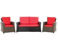 Setgarden® SET Cuscini per Giardino Esterno - Cuscini per Panche, Divano e Dondolo - Divano 4 posti (Rosso, Canape 110x50x50/2x Sedia 50x56cm)