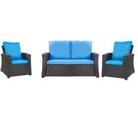 Setgarden® Set di cuscini per set da giardino in rattan a 4 posti, (Blu, Cuscini divano 110x50x50/2x cuscini sedia 50x56cm)