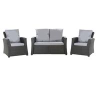 Setgarden® Set di cuscini per set da giardino in rattan a 4 posti, (Grigio chiaro, Cuscini divano 110x50x50/2x cuscini sedia 50x56cm)