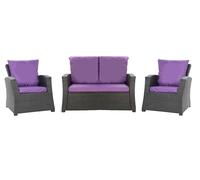Setgarden® Set di cuscini per set da giardino in rattan a 4 posti, (Viola scuro, Cuscini divano 110x50x50/2x cuscini sedia 50x56cm)
