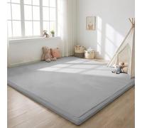 SETHEPACE 2CM Tappeto Neonato Gattonamento 100x150 CM, Tappeto Gioco Morbido in Pile Corallo per Bambini, Tappeti per Cameretta e Salotto, Base Antiscivolo per Gattonare e Giocare(Grigio Argento)