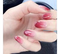 Sethexy Lucido Unghie finte elegante Rosa scuro Pendenza Ovale Ins Style Copertura completa Acrilico 24 pezzi Corto Suggerimenti per unghie finte per Donne e Ragazze