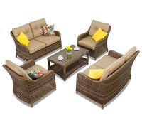 Seti di mobili da giardino lussuosi in technorattan Toledo Coffee 6 marrone Garden Point