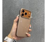 SETNGB Custodia magnetica in alluminio titanio satinato liscio con motivo CD per iPhone 17 16 15 14 13 Pro Max 16 Plus, custodia anti-caduta con ricarica wireless, oro deserto, per iPhone 17 Pro