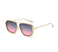 SETNGB Occhiali da sole con montatura quadrata alla moda 2025 per donna, stile retrò punk, per lo shopping e la guida, protezione UV, oro grigio rosa, 140 * 154 * 47 mm