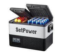 Setpower Frigorifero PT35 per auto con adattatore AC, congelatore portatile a doppia zona da 35 l, frigorifero elettrico da 12 V, per auto, campeggio, camper, camion, veicoli, viaggi e uso domestico