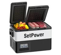 Setpower Frigorifero PT35 per auto con adattatore AC, congelatore portatile a doppia zona da 35 l, frigorifero elettrico da 12 V, per auto, campeggio, camper, camion, veicoli, viaggi e uso domestico