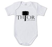 Settantallora Body Neonato Thor God Of Thunder | Manica Corta, Cotone Ring-Spun, Girocollo e Costina 1x1, Vestibilità Regolare, Cura in Lavatrice, Corredino e Foto Ricordo