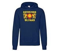 Settantallora - Felpa Cappuccio Uomo Navy Maglia Must Have PE RI Veri Supporter del Catanzaro con Stemma inspirato ai Colori della Città Taglia S