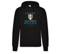 Settantallora - Felpa Cappuccio Uomo Nero Maglia con Grafica celebrativa del Terzo Scudetto del Napoli 1936 - Campioni d'Italia 2022-2023 - la Maglia dei Veri Tifosi biancoazzurri Taglia L