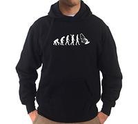 Settantallora - Felpa con Cappuccio J3717 Evoluzione Windsurf l'Uomo è Nato per Andare al Mare a Surfare Taglia L