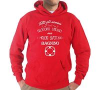 Settantallora - Felpa con Cappuccio KJ1646 Tutti Gli Uomini Nascono Uguali ma i Migliori Diventano Bagnini Taglia L