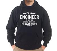 Settantallora - Felpa con Cappuccio KJ1647 I'm an Engineer to Save Time Lets Just Assume That I'm Never Wrong Taglia XL