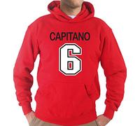 Settantallora - Felpa con Cappuccio KJ2612 Capitano Grande Milan Maglia Ritirata Baresi Taglia L