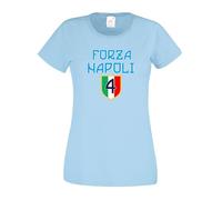 Settantallora Maglietta Donna Celebrativa - T-Shirt in Cotone “Forza Napoli Quarto Scudetto 2024/2025” - Idea Regalo per Tifose Azzurre e Amanti del Calcio (Forza Napoli, M, Celeste)