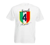 Settantallora Maglietta Uomo Celebrativa - T-Shirt in Cotone “Forza Napoli Quarto Scudetto 2024/2025” - Idea Regalo per Tifosi Azzurri e Amanti del Calcio (Napoli Conte, L, Bianco)