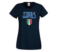 Settantallora - T-Shirt Donna Navy Forza Napoli - Campioni d'Italia 2023 - Maglia celebrativa Terzo Titolo per i Veri Tifosi biancoazzurri Taglia M