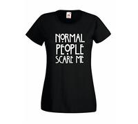 Settantallora - T-Shirt Maglietta Donna J786 Normal People Scare Me Taglia S