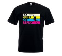Settantallora - T-Shirt Maglietta J2623 Eat Sleep Ski Repeat Taglia L