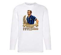 Settantallora T-Shirt Manica Lunga Sandro Mazzola | Sandro Mazzola, Il Baffo e Bandiera Eterna nerazzurra in una grafica dedicata al grande calcio italiano