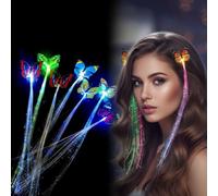 Sette elementi Clip Farfalla LED con Fibra Ottica - Barrettes Luminose per Trecce, Accessori Capelli Luci per Feste Bambini (Multicolore)