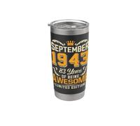 Settembre 1943 Vintage 83 Anni Impressionante 83° Compleanno Bicchiere termico in acciaio inox doppia parete
