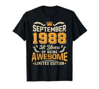 Settembre 1988 Vintage 38 Anni Impressionante 38° Compleanno Maglietta