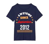 Settembre 2012 Compleanno Impressionante dal 2012 Settembre Vintage Maglietta, Donna Plus-Size, Navy, 5X