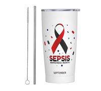 Settembre è il mese della sensibilizzazione alla sepsi Bicchiere con coperchio e cannuccia Bicchiere da 20 once in acciaio inossidabile con isolamento sottovuoto Tazze da caffè riutilizzabili Tazza d