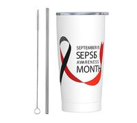 Settembre è il mese della sensibilizzazione alla sepsi Bicchiere con coperchio e cannuccia Bicchiere da 20 once in acciaio inossidabile con isolamento sottovuoto Tazze da caffè riutilizzabili Tazza d